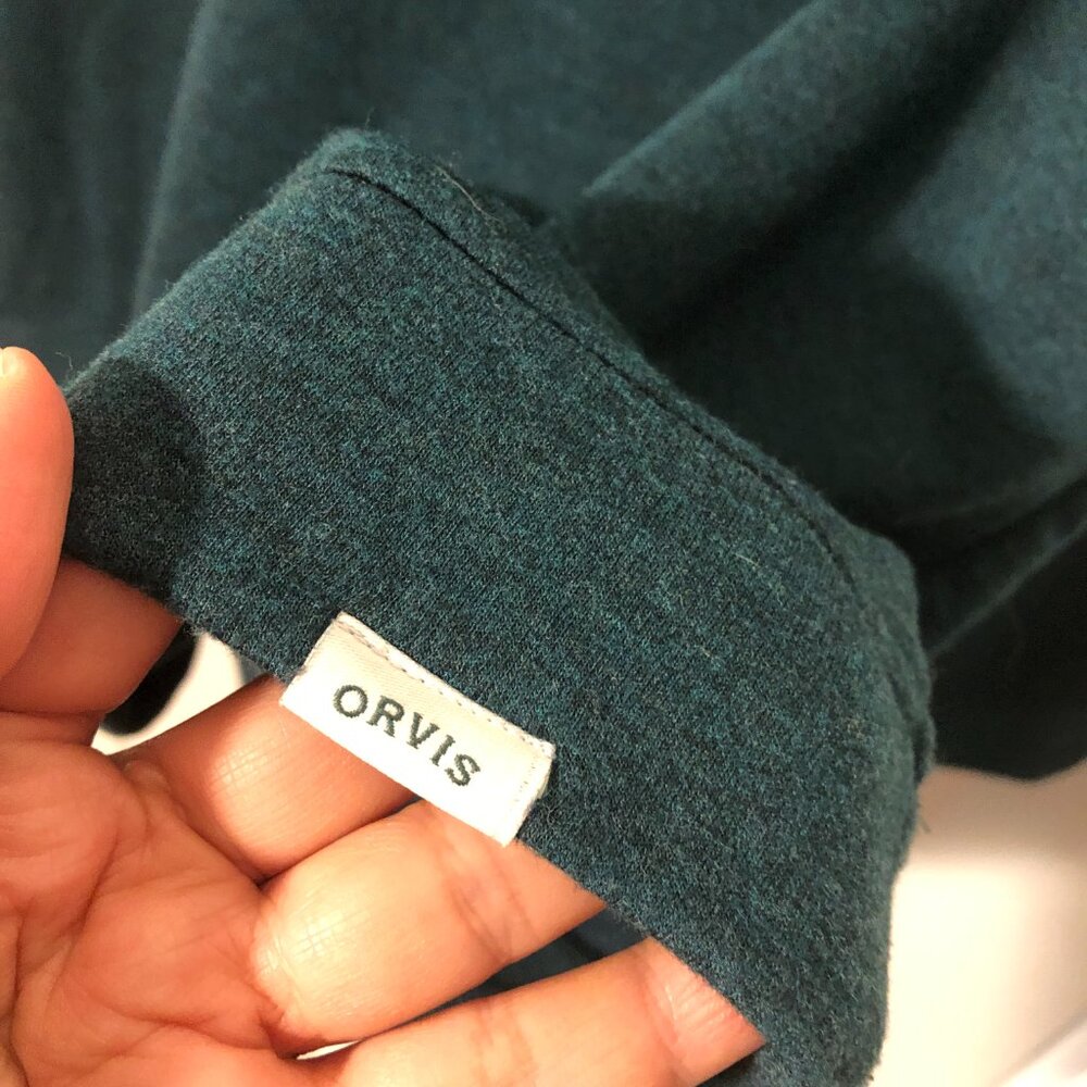 Orvis men teal crew neck long sleeve sweater, L - Picture 4 of 8